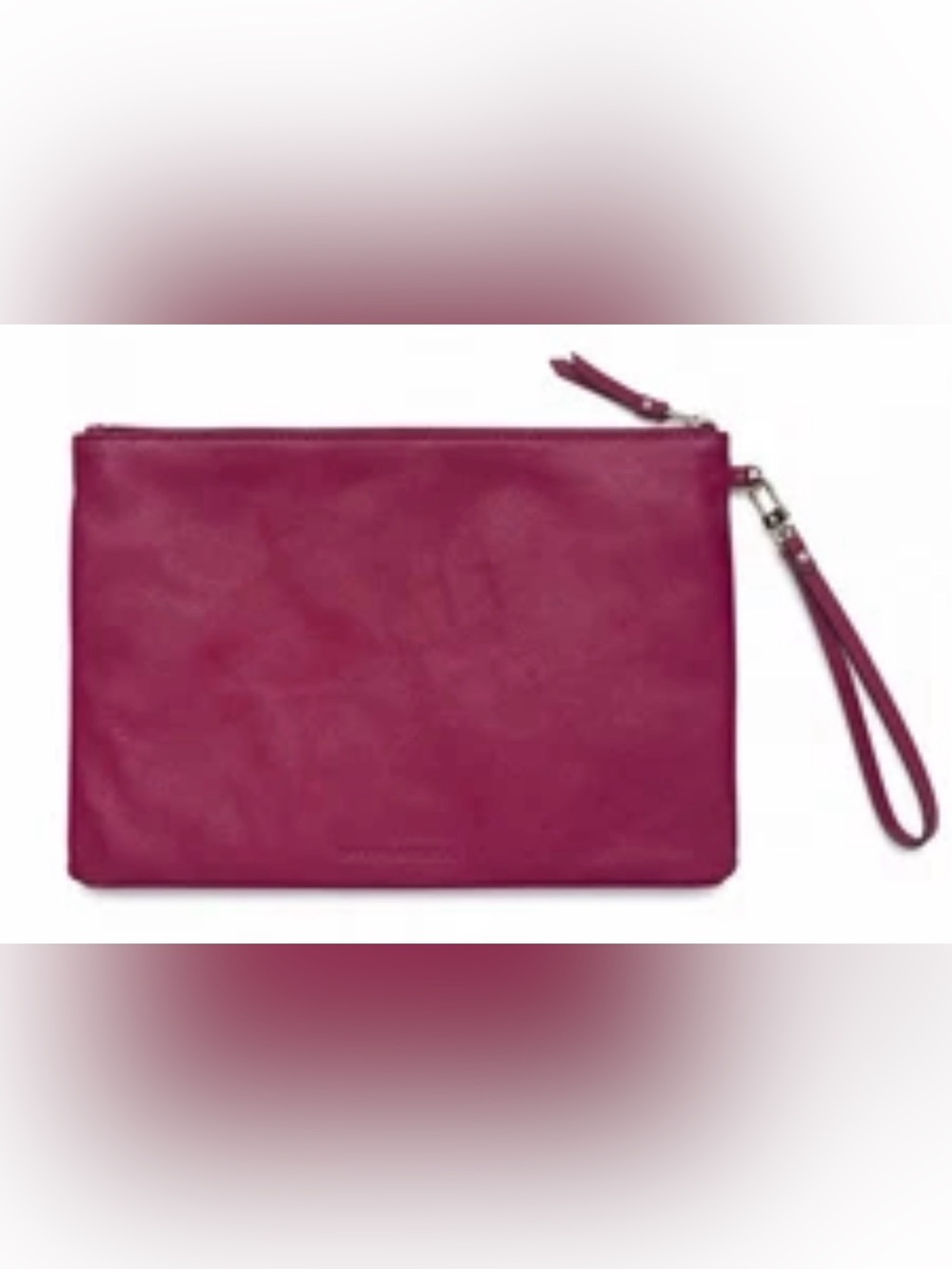 Banana Republic Red Leather Zip Clutch Bag Purse Wallet Evening